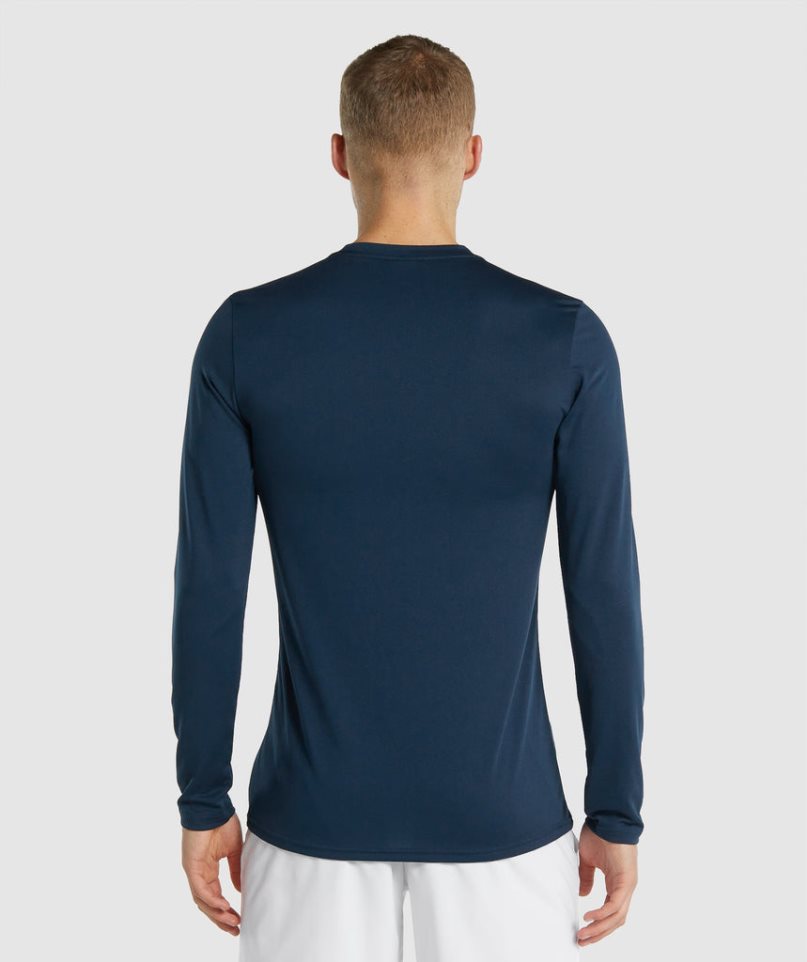 Koszulki Gymshark Arrival Long Sleeve Męskie Granatowe | PL 839GCI